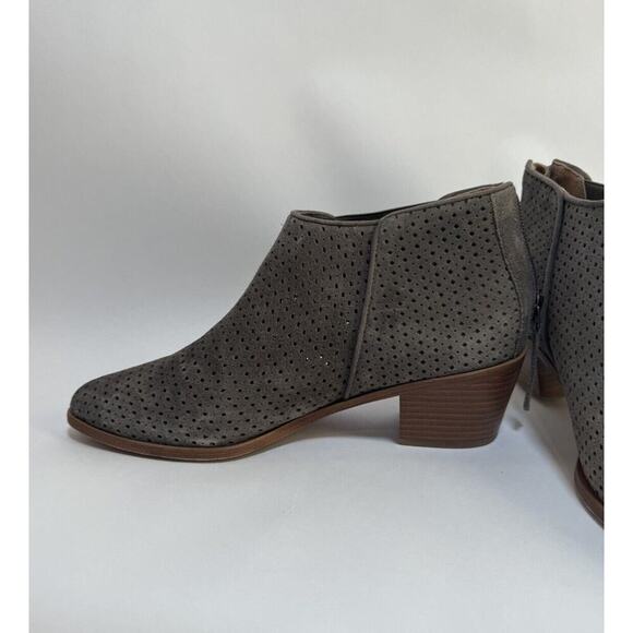 HS Trask Tisha Bootie Lattice Gray‎ Suede Zip Heel Elastic Gore Women's Size 8.5 - Picture 3 of 9